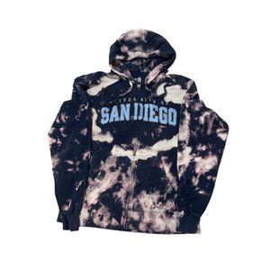 Vintage Acid Wash University of San Diego Zip-Up Hoodie, Adult Mens Large